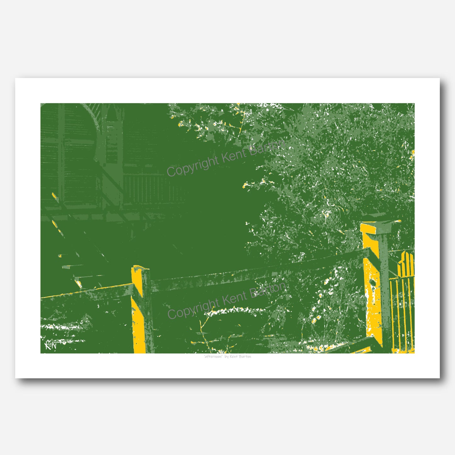 "A sunlit timber fence stands in front of an old timber house."