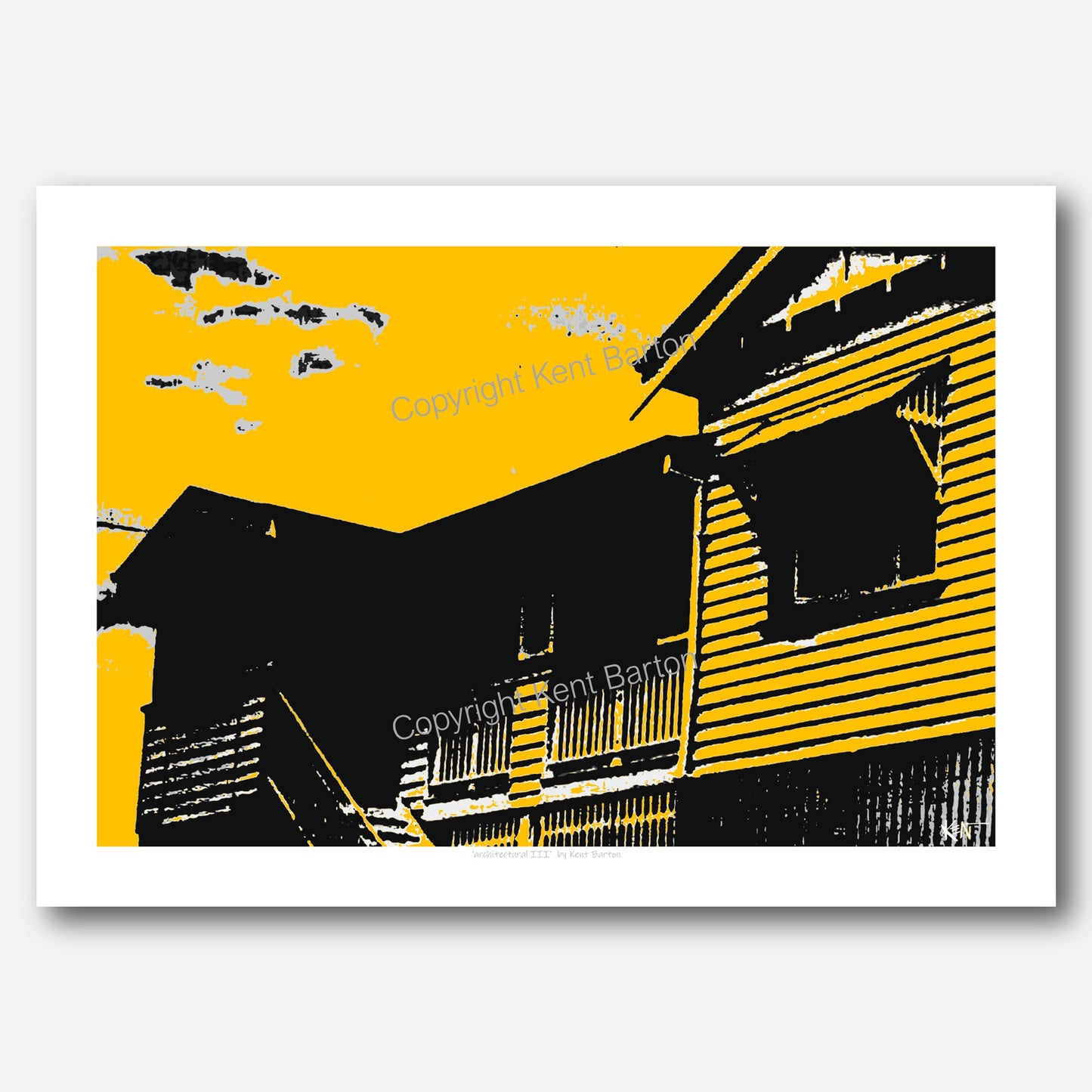 "A view up at the front of an old Queensland house in black and orange."