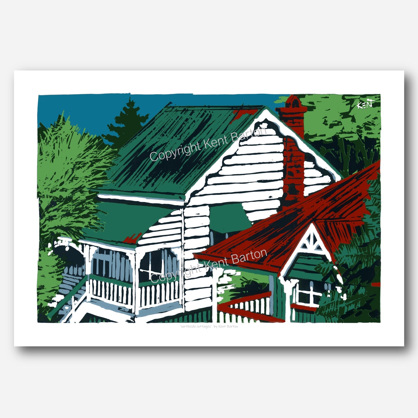 "An elevated view of two workers cottages in Rosalie, Brisbane."