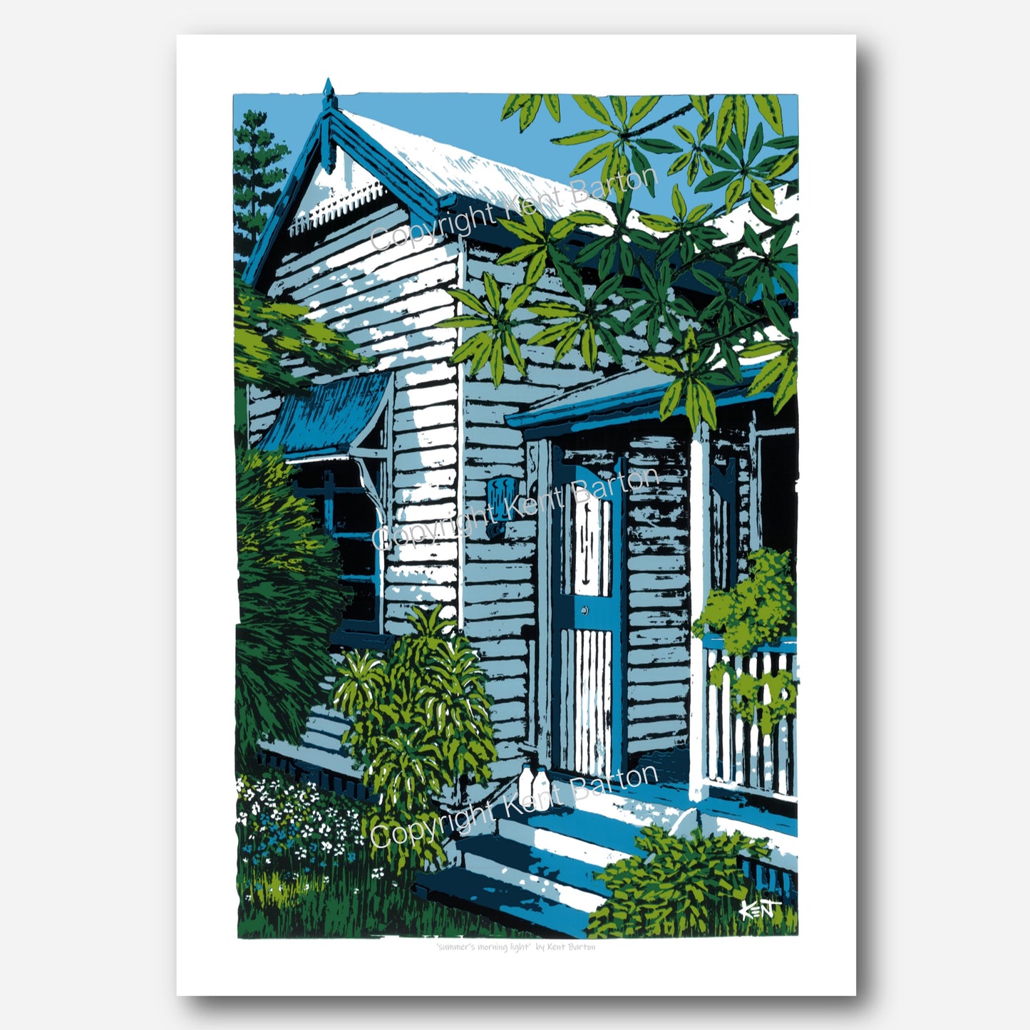 "Two fresh milk bottles wait on the step of a timber house in Brisbane."