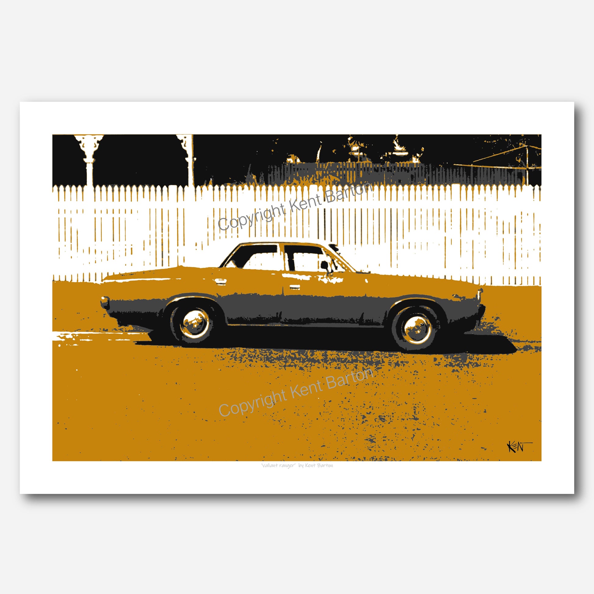 "A 1972 Chrysler Valiant Ranger Hardtop parked in a street."