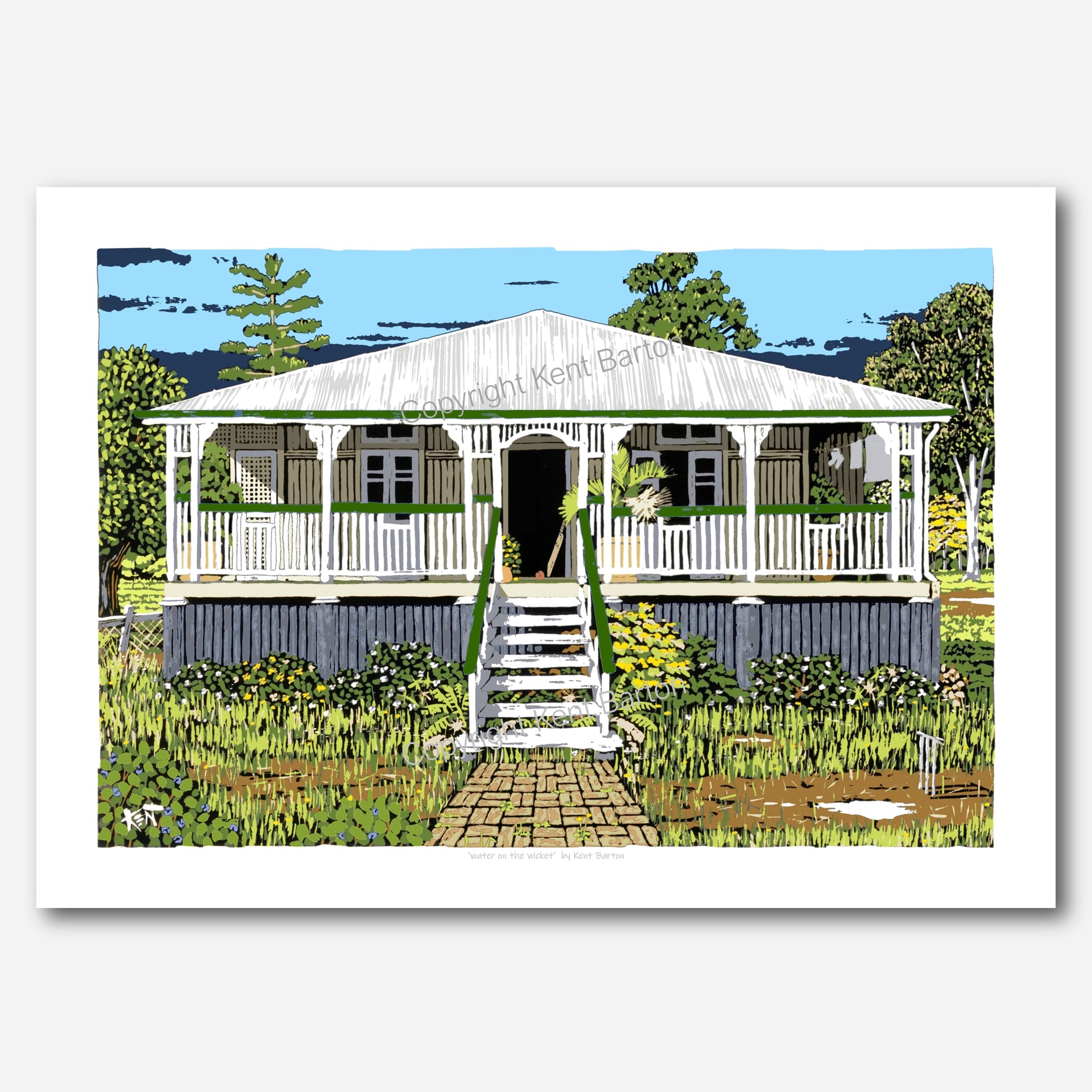 "Rural house in open fields with trees backdrop".